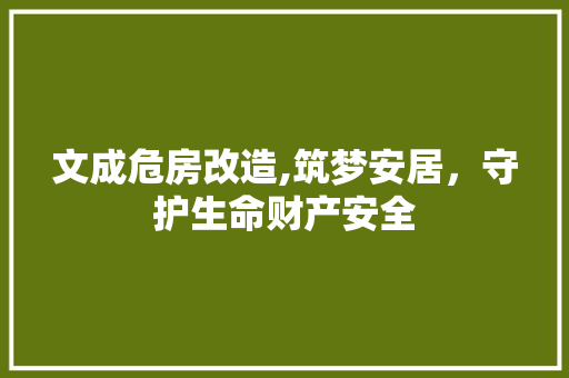 文成危房改造,筑梦安居，守护生命财产安全