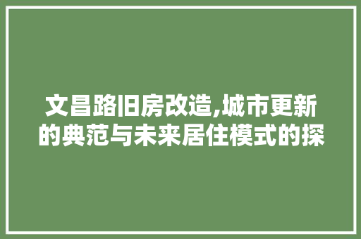 文昌路旧房改造,城市更新的典范与未来居住模式的探索