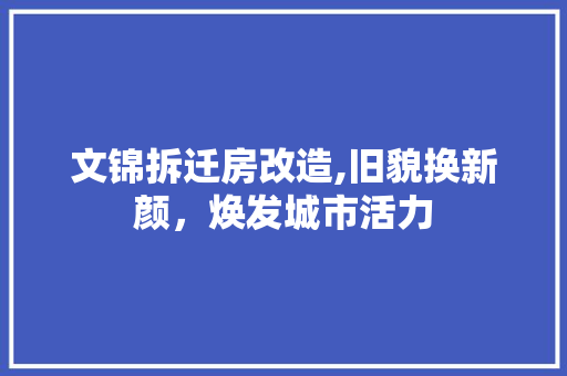 文锦拆迁房改造,旧貌换新颜，焕发城市活力