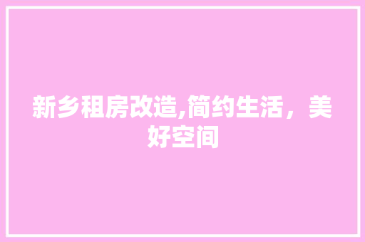 新乡租房改造,简约生活，美好空间