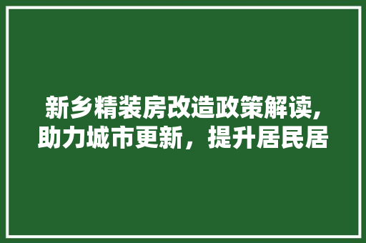新乡精装房改造政策解读,助力城市更新，提升居民居住品质