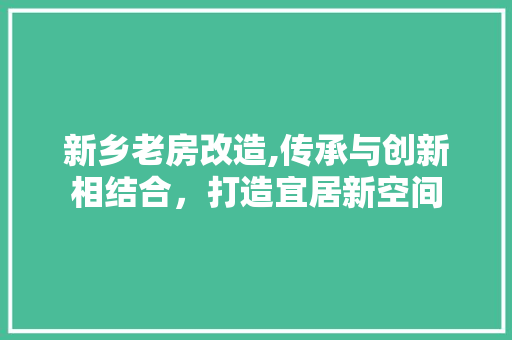 新乡老房改造,传承与创新相结合，打造宜居新空间