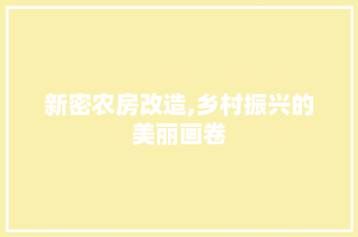 新密农房改造,乡村振兴的美丽画卷