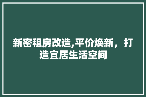 新密租房改造,平价焕新，打造宜居生活空间