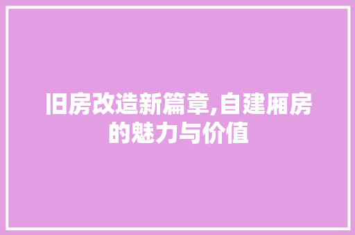 旧房改造新篇章,自建厢房的魅力与价值