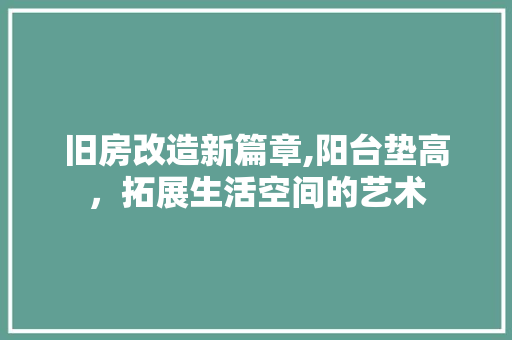 旧房改造新篇章,阳台垫高，拓展生活空间的艺术
