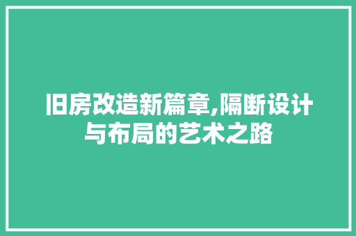 旧房改造新篇章,隔断设计与布局的艺术之路