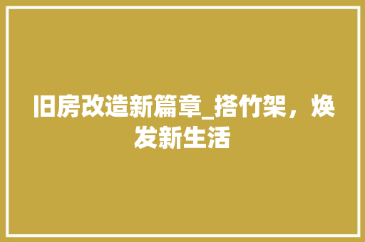 旧房改造新篇章_搭竹架，焕发新生活