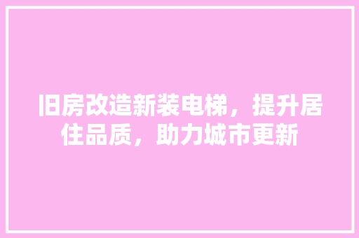 旧房改造新装电梯，提升居住品质，助力城市更新