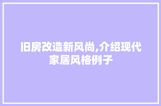 旧房改造新风尚,介绍现代家居风格例子