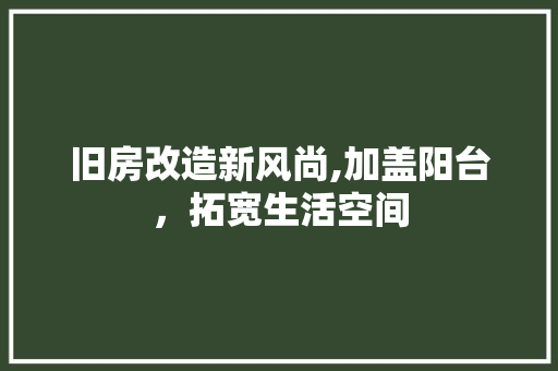 旧房改造新风尚,加盖阳台，拓宽生活空间
