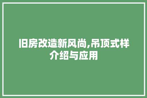 旧房改造新风尚,吊顶式样介绍与应用