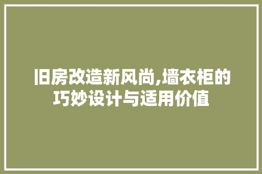 旧房改造新风尚,墙衣柜的巧妙设计与适用价值