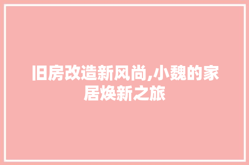 旧房改造新风尚,小魏的家居焕新之旅