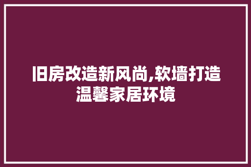 旧房改造新风尚,软墙打造温馨家居环境