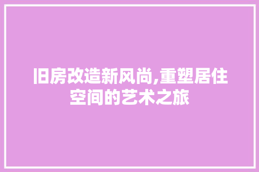 旧房改造新风尚,重塑居住空间的艺术之旅