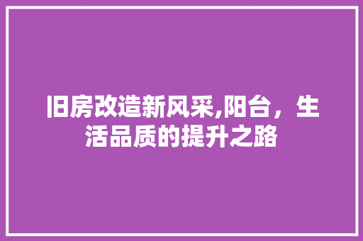 旧房改造新风采,阳台，生活品质的提升之路
