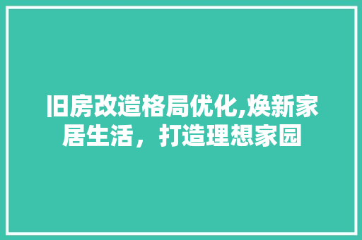 旧房改造格局优化,焕新家居生活，打造理想家园