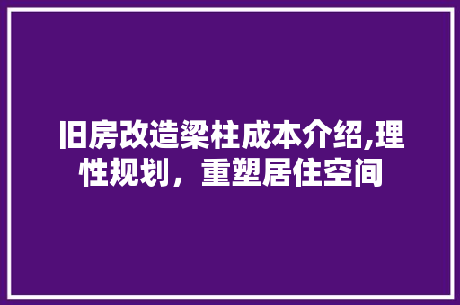 旧房改造梁柱成本介绍,理性规划，重塑居住空间