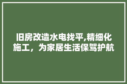旧房改造水电找平,精细化施工，为家居生活保驾护航
