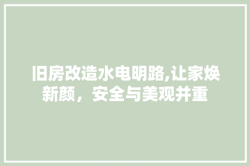 旧房改造水电明路,让家焕新颜，安全与美观并重