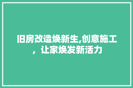 旧房改造焕新生,创意施工，让家焕发新活力