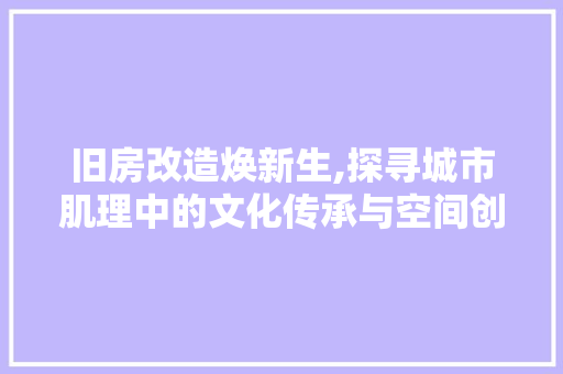 旧房改造焕新生,探寻城市肌理中的文化传承与空间创新