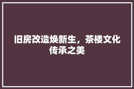 旧房改造焕新生，茶楼文化传承之美