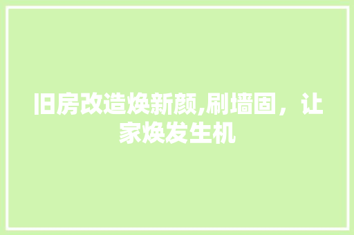 旧房改造焕新颜,刷墙固，让家焕发生机