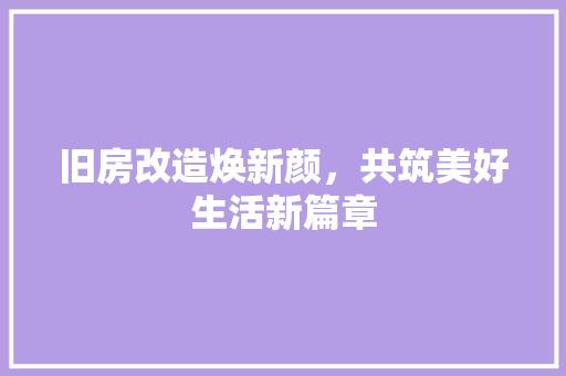 旧房改造焕新颜，共筑美好生活新篇章