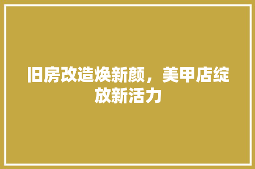 旧房改造焕新颜，美甲店绽放新活力 居家维修