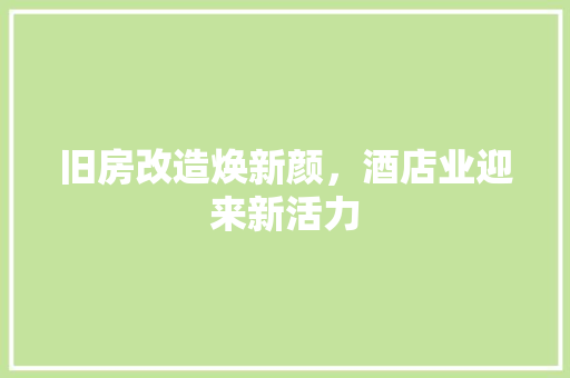 旧房改造焕新颜，酒店业迎来新活力