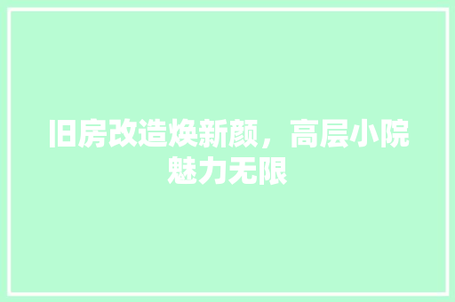 旧房改造焕新颜，高层小院魅力无限