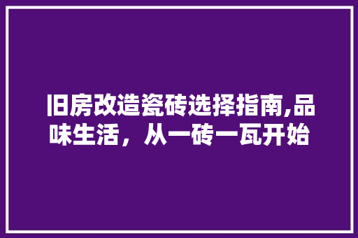 旧房改造瓷砖选择指南,品味生活，从一砖一瓦开始
