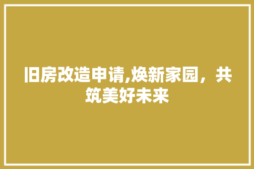 旧房改造申请,焕新家园，共筑美好未来