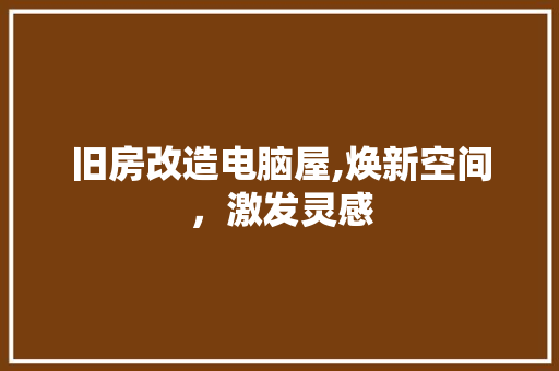 旧房改造电脑屋,焕新空间，激发灵感