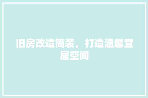 旧房改造简装，打造温馨宜居空间 居家维修