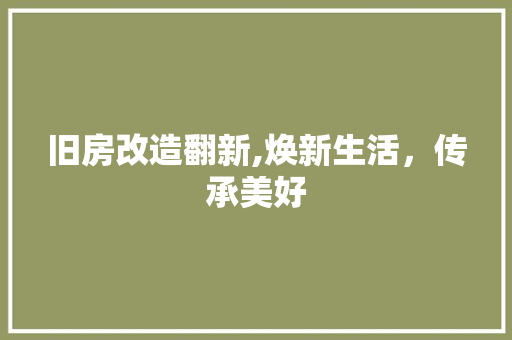 旧房改造翻新,焕新生活，传承美好