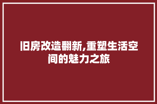 旧房改造翻新,重塑生活空间的魅力之旅 家电维修