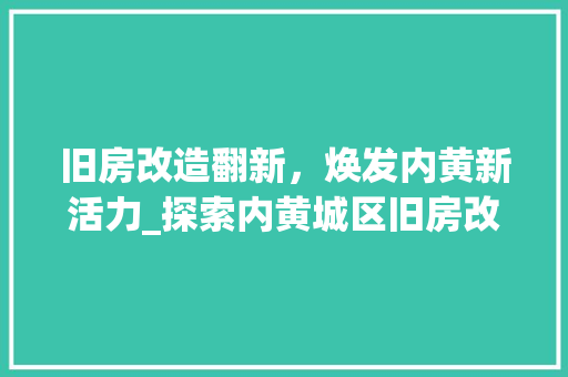 旧房改造翻新，焕发内黄新活力_探索内黄城区旧房改造之路