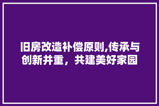 旧房改造补偿原则,传承与创新并重，共建美好家园
