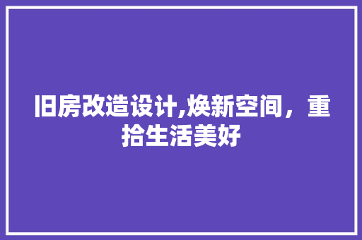 旧房改造设计,焕新空间，重拾生活美好