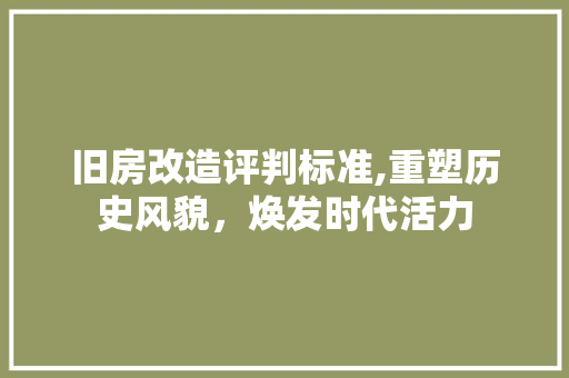 旧房改造评判标准,重塑历史风貌，焕发时代活力