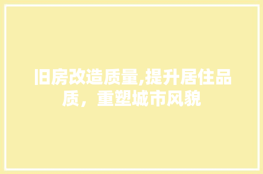 旧房改造质量,提升居住品质，重塑城市风貌