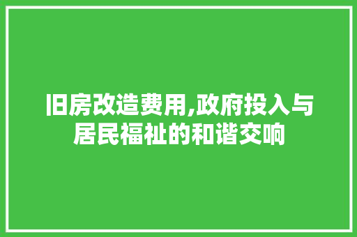 旧房改造费用,政府投入与居民福祉的和谐交响