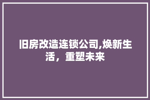 旧房改造连锁公司,焕新生活，重塑未来