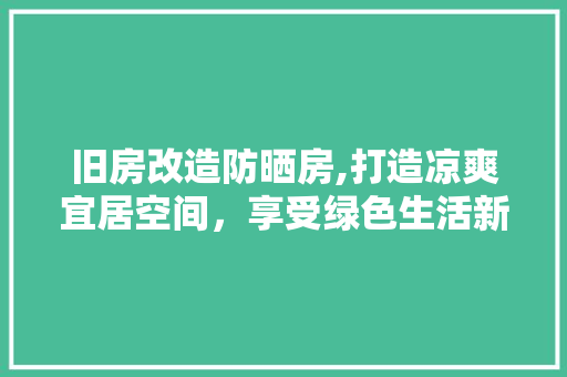 旧房改造防晒房,打造凉爽宜居空间，享受绿色生活新风尚