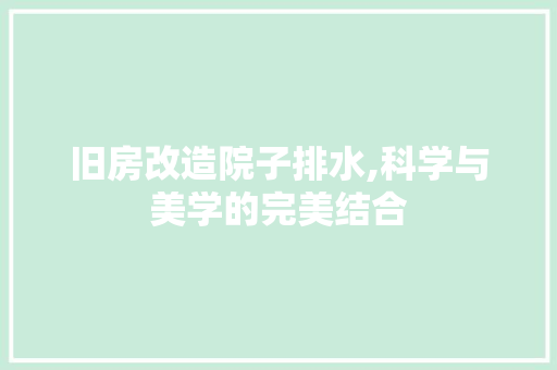 旧房改造院子排水,科学与美学的完美结合 家电维修