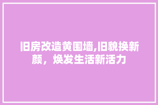 旧房改造黄围墙,旧貌换新颜，焕发生活新活力