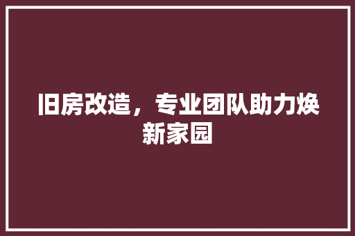 旧房改造，专业团队助力焕新家园